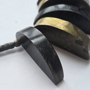 BRASS & HORN TORTOISE ART DECO STATEMENT NECKLACE BIB COLLAR